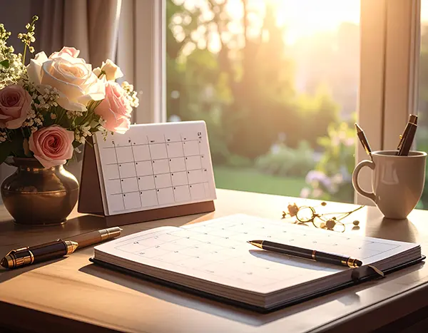 펜과 체크리스트, 깔끔한 책상