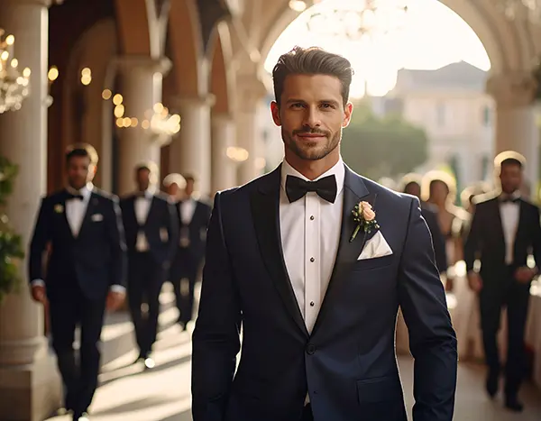 결혼식장에서 신랑이 행진하는 모습