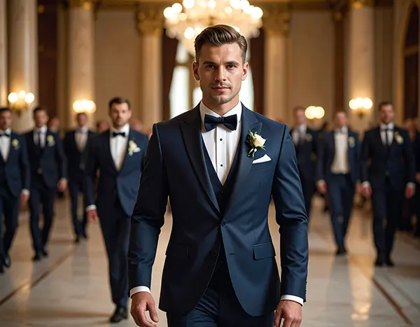 결혼식장에서 신랑이 행진하는 모습