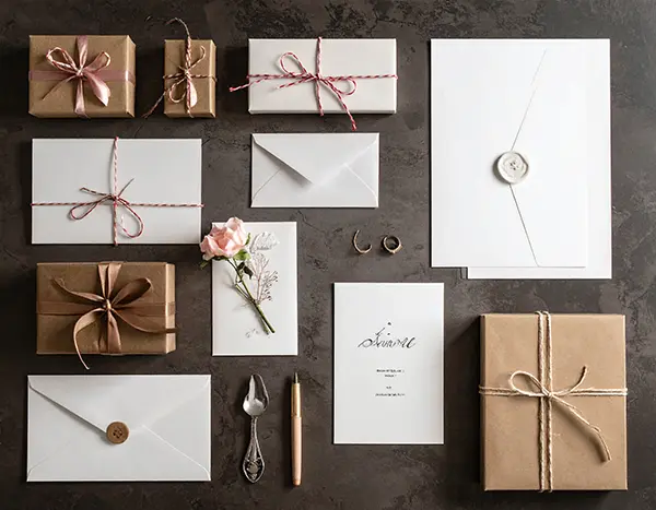 결혼 준비 체크리스트 | D-100부터 당일까지, 놓치면 안 되는 필수 항목 4 청첩장과 예물 준비를 하는 모습