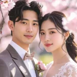 봄 웨딩, 벚꽃이 만개한 아름다운 배경 복사