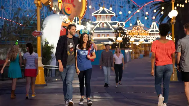 Vibrant street view with Disney character inspiration