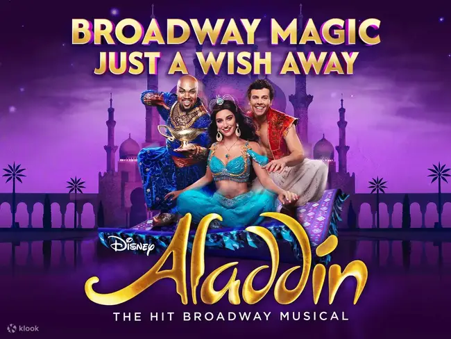 Happy family smiling after watching Aladdin on Broadway