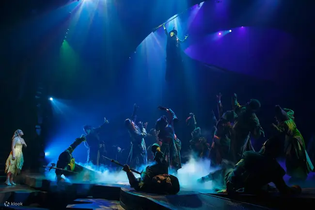 Elphaba defying gravity in the iconic flying scene