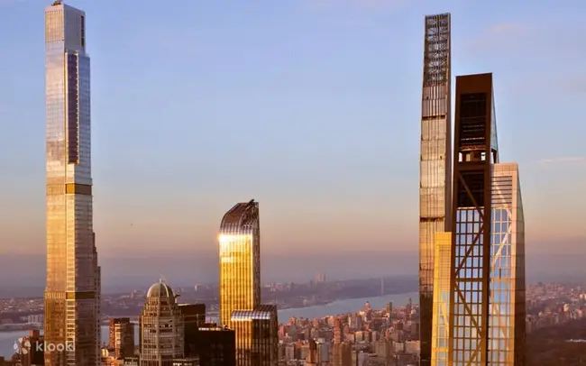 Spectacular sunset view of NYC skyline including Empire State Building
