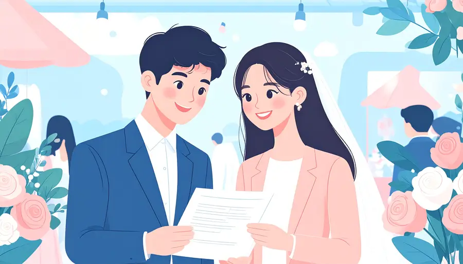 결혼 준비 체크리스트를 확인하는 예비부부
